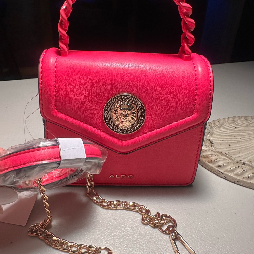 Aldo Pink Mini Bag with Braided Handle - Picture 3 of 4